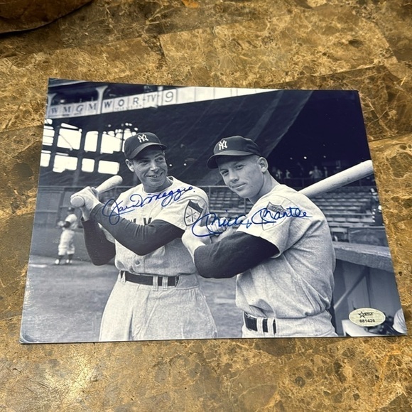 Mickey Mantle joe DiMaggio autograph photo New York Yankees - Picture 1 of 2